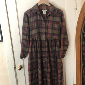 Eddie Bauer plaid midi shirt dress